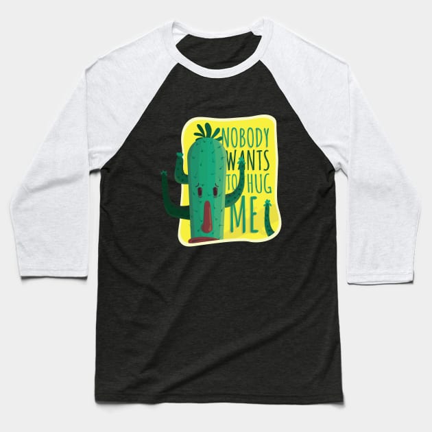 Funny Cactus Cartoon Design Baseball T-Shirt by CoolArts